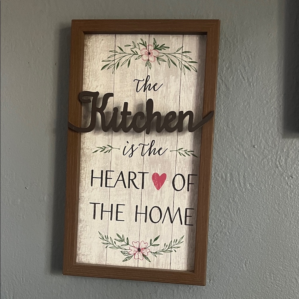 Wooden Kitchen Wall Decor with Floral Design